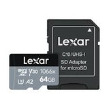 Lexar 64GB Professional 1066x UHS-I microSDXC Memory Card with SD Adaptor