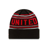 Manchester United FC Stripe Black Cuff Knit Beanie