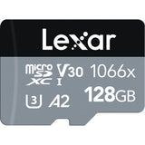 Lexar 128GB Professional 1066x UHS-I microSDXC Memory Card with SD Adaptor