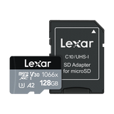 Lexar 128GB Professional 1066x UHS-I microSDXC Memory Card with SD Adaptor