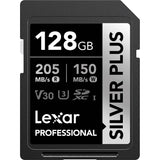 Lexar 128GB Professional Silver Plus UHS-I SDXC Memory Card (205 MB/s)