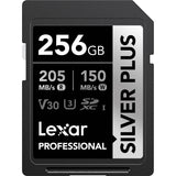 Lexar 256GB Professional Silver Plus UHS-I SDXC Memory Card (205 MB/s)