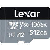 Lexar 512GB Professional 1066x UHS-I microSDXC Memory Card with SD Adaptor