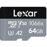 Lexar 64GB Professional 1066x UHS-I microSDXC Memory Card with SD Adaptor