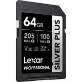 Lexar 64GB Professional Silver Plus UHS-I SDXC Memory Card (205 MB/s)