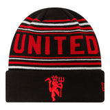 Manchester United FC Stripe Black Cuff Knit Beanie