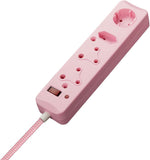 Switched 4-Way 0.5m Surge Multiplug – Pink