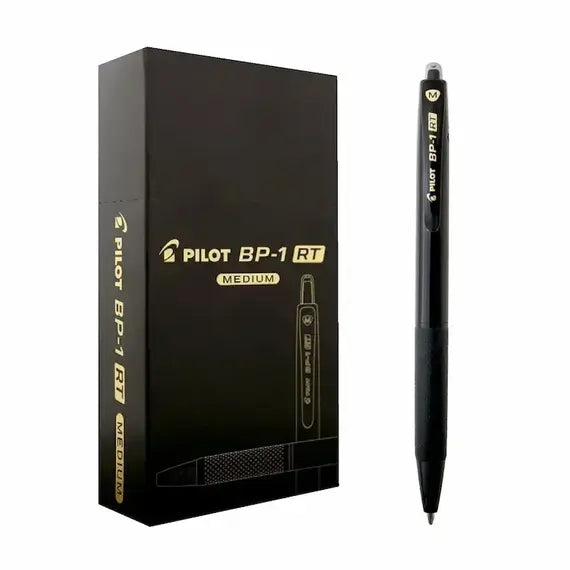 Pilot BP-1RT Medium Pen Black 12Pack - C-BP-1RT-M-12B