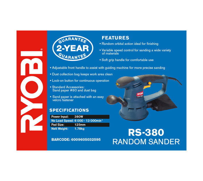 Ryobi RS-380 Random Orbital Sander 380 W – New World