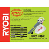 Ryobi Blower Mulching Vacuum 3300w RBV-3350