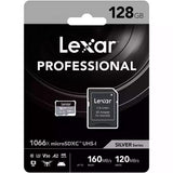 Lexar 128GB Professional 1066x UHS-I microSDXC Memory Card with SD Adaptor