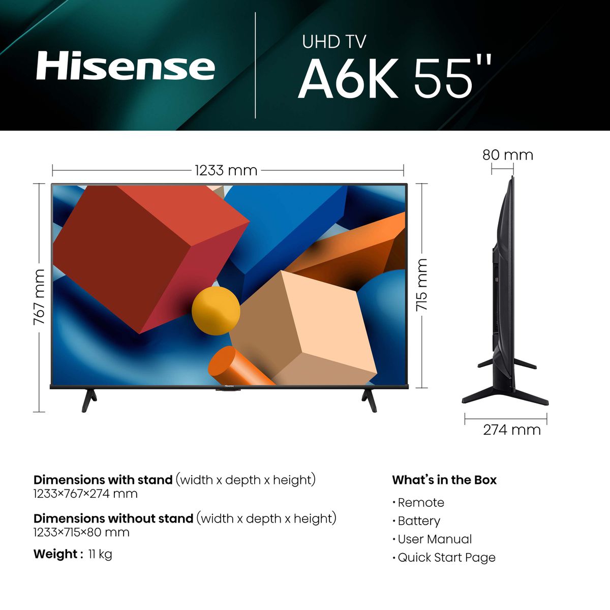 Hisense 55A6K Premium 4K Tv, Screen Size: 55 Inch at best price in Mumbai