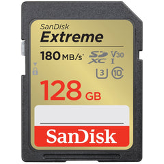 SanDisk Extreme 128GB UHS-I SDXC Memory Card (180MB/s) – New World