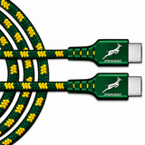 Springboks Official Licensed Certified 60W Fast Charge Type-C Braided Cable - 2m