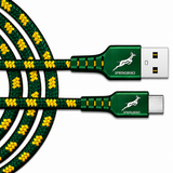 Springboks Official Licensed Certified 60W Fast Charge USB-C Braided Cable - 2m