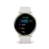 Garmin Vívoactive® 5 Cream gold aluminium bezel with ivory case and silicone band