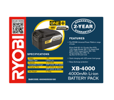 Ryobi Battery Pack 4000mAH 18 V XB-4000