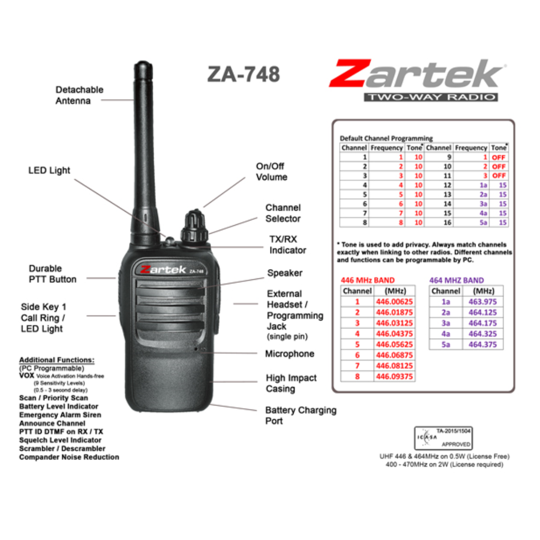 Zartek ZA-748 Two-Way Radio – New World Zartek ZA-748 Two-Way Radio – New World