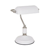 Radiant Bankers Table Lamp -White/Satnickel