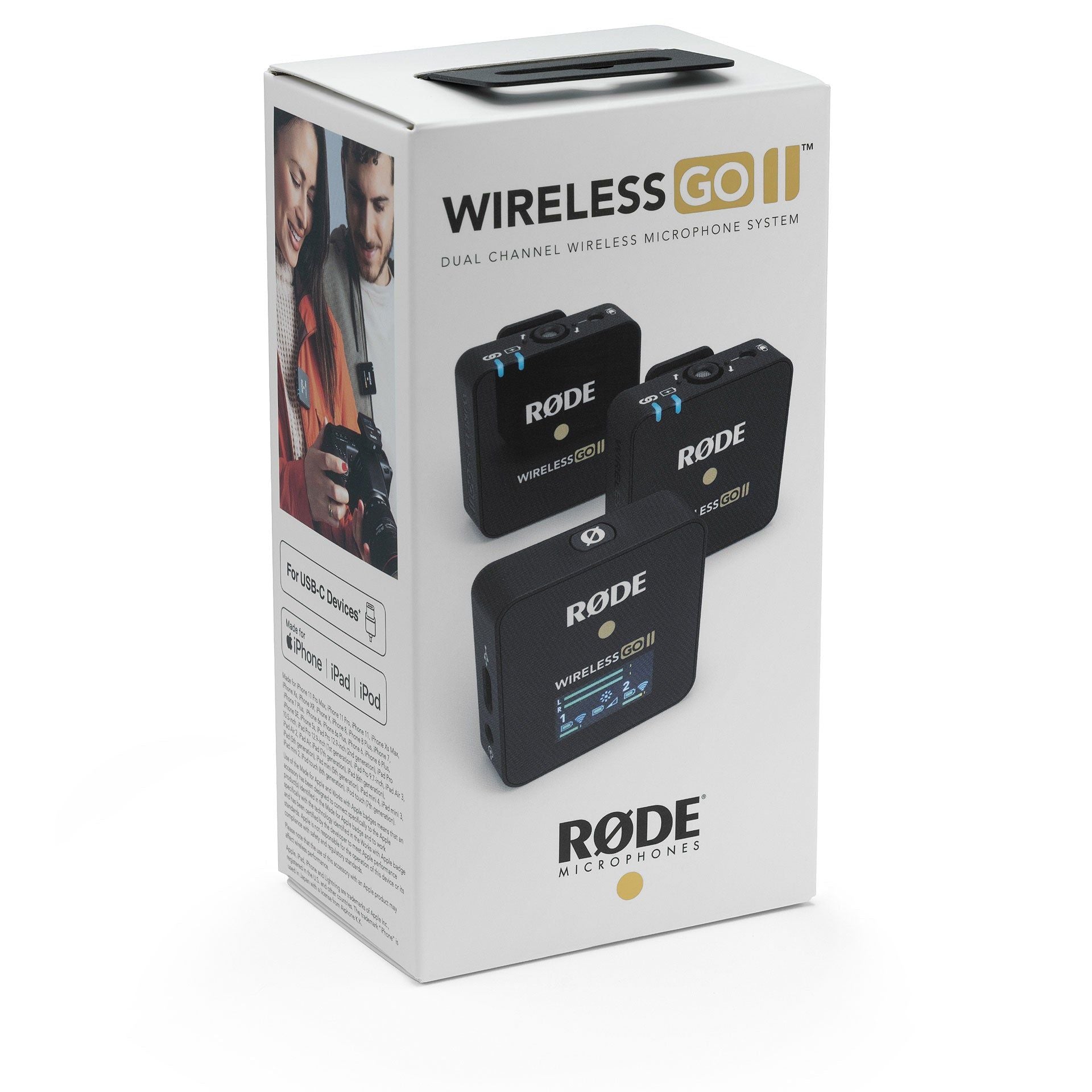 RODE – microphone sans fil GO ii à double canal, 2.4GHz,3.5mm, sortie TRS,  pour appareils photo DSLR et ordinateurs portables, Original
