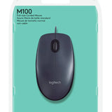 Logitech M100 Wired USB Mouse Black