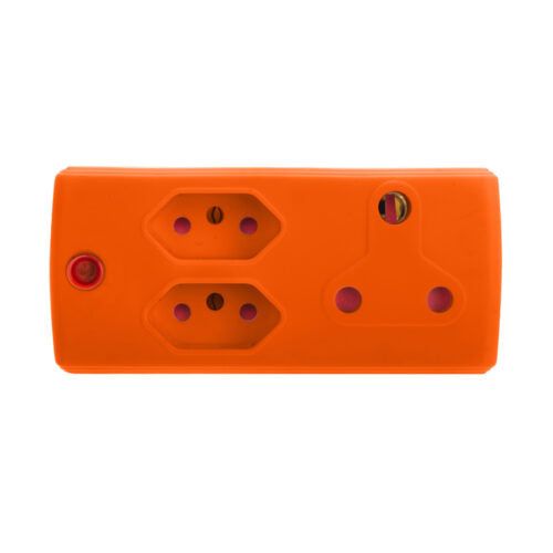 Electricmate 1 X 16Amp + 2 X 5Amp Adaptor Orange - EA008OR