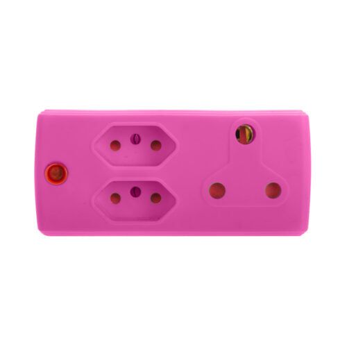 Electricmate 1 X 16Amp + 2 X 5Amp + 1 X Schuko Adaptor Pink -EA009P