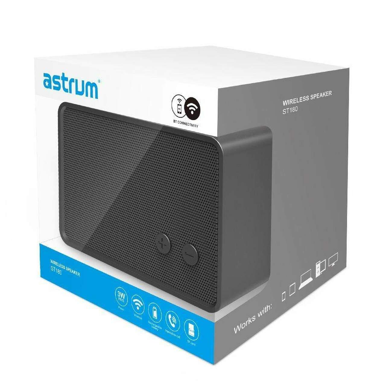 Astrum Wireless Bluetooth Speaker (Grey) - ST180 - New World