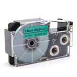 Casio Ez-Label Printer Tape Cartridge - 18mm, Black on Green (XR-18GN1) - New World