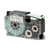 Casio Ez-Label Tape Cartridge - 18mm, Black on Clear (XR-18X1) - New World