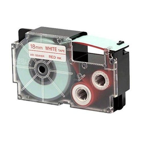 Casio EZ-Label Tape Cartridge 18mm, Red on White (XR-18WER1