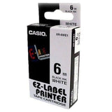 Casio Ez-Label Tape Cartridge - 6mm, Black on White (XR-6WE1) - New World