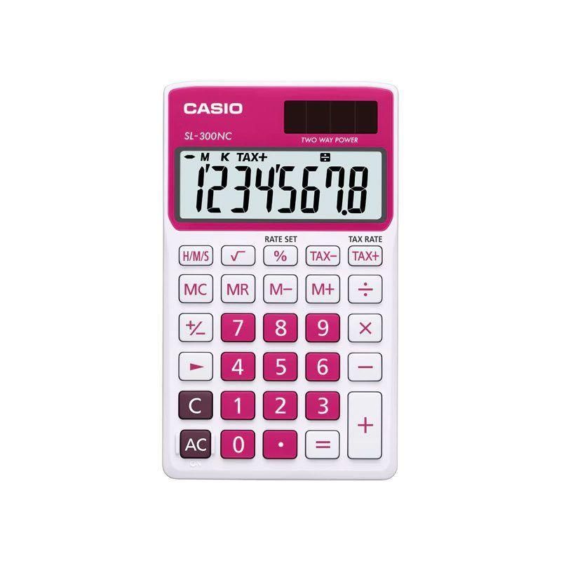 Casio Radish Red SL-300NC Time Tax Pocket Calculator