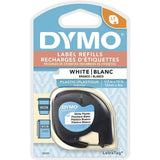 DYMO LetraTag Plastic Tape Black On White - 12mm x 4m - New World