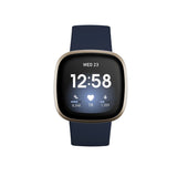 Fitbit Versa 3 Smartwatch - Midnight/Soft Gold Aluminum - New World