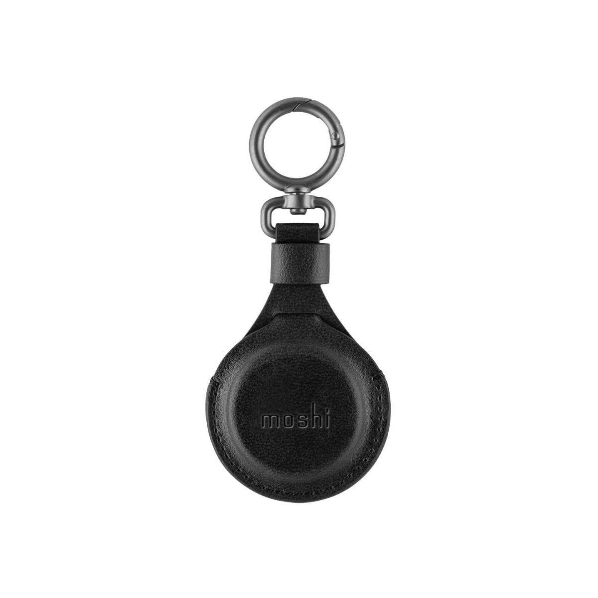 Moshi Airtag Key Ring Vegan Leather -Black - New World