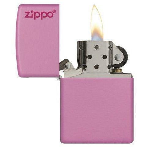 Zippo Reg Pink Matte Logo - New World
